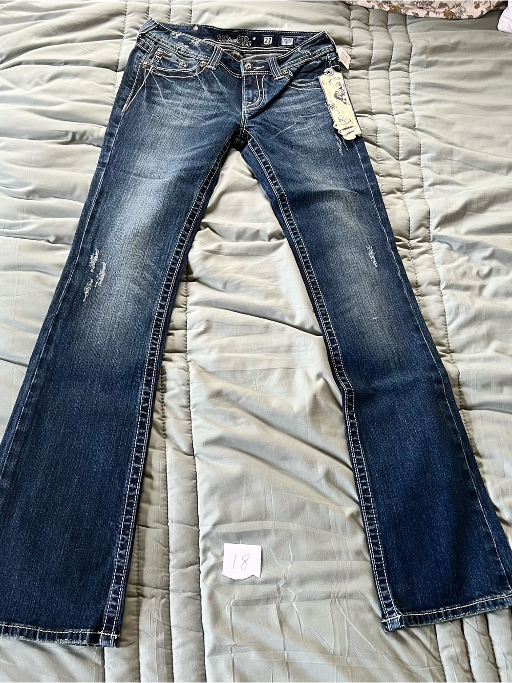 Miss Me Dark Blue Distressed Flare Jeans